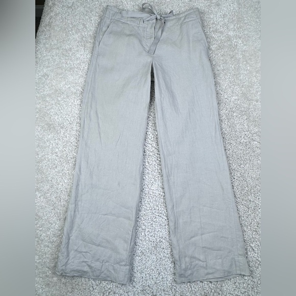 Talbots Signature 100% Linen Pants. Tie Waist. Gray. Size 6 - Picture 2 of 12